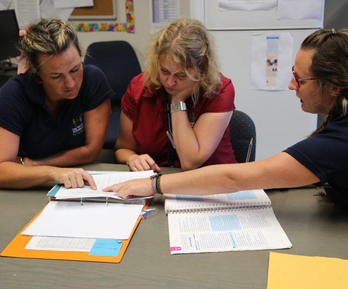 Image of trainees doing an exercise together as part of the professional development program for teachers