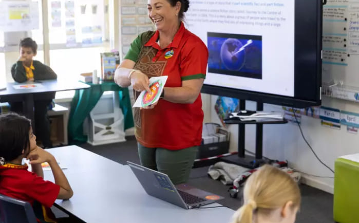 Image of teacher who is part of the school improvement cycle teaching students