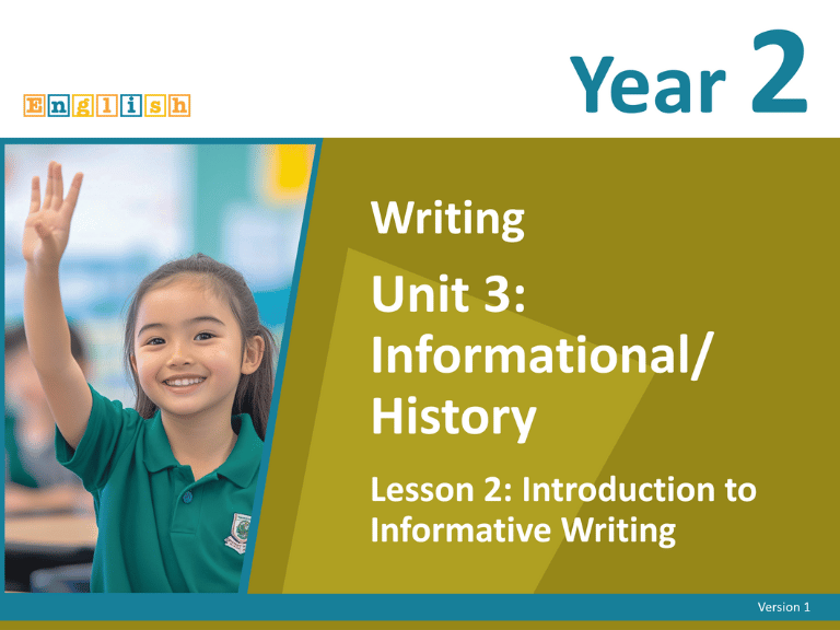 Year 2 Lesson 2 Informational Writing Cover Cover image year 2 lessson 2