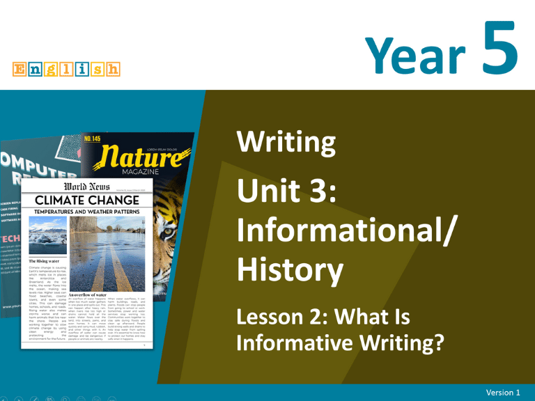 english writing informative history unit 3 lesson 2 year 5 image cover Year 5 Lesson 2 Cover