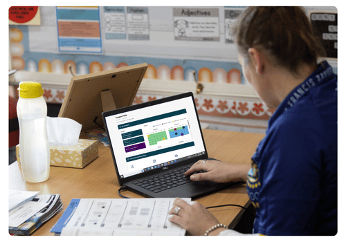 Laptop with School Support Hub homescreen
