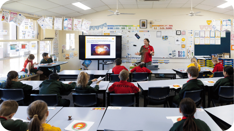 Teacher in front of her class